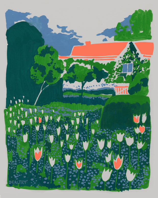 Tulips In The Garden Print