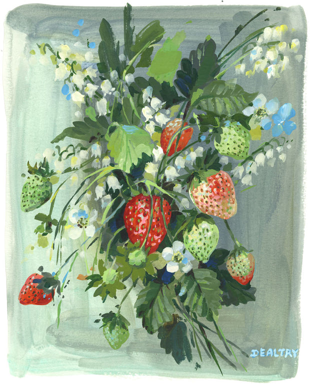 Strawberries and Lily - Giclee Print